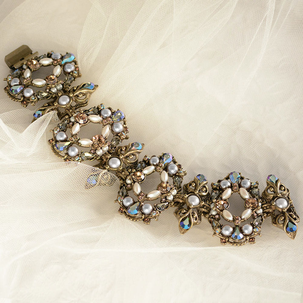 Encrusted Jewels & Pearls Statement Bracelet – Sweet Romance Jewelry