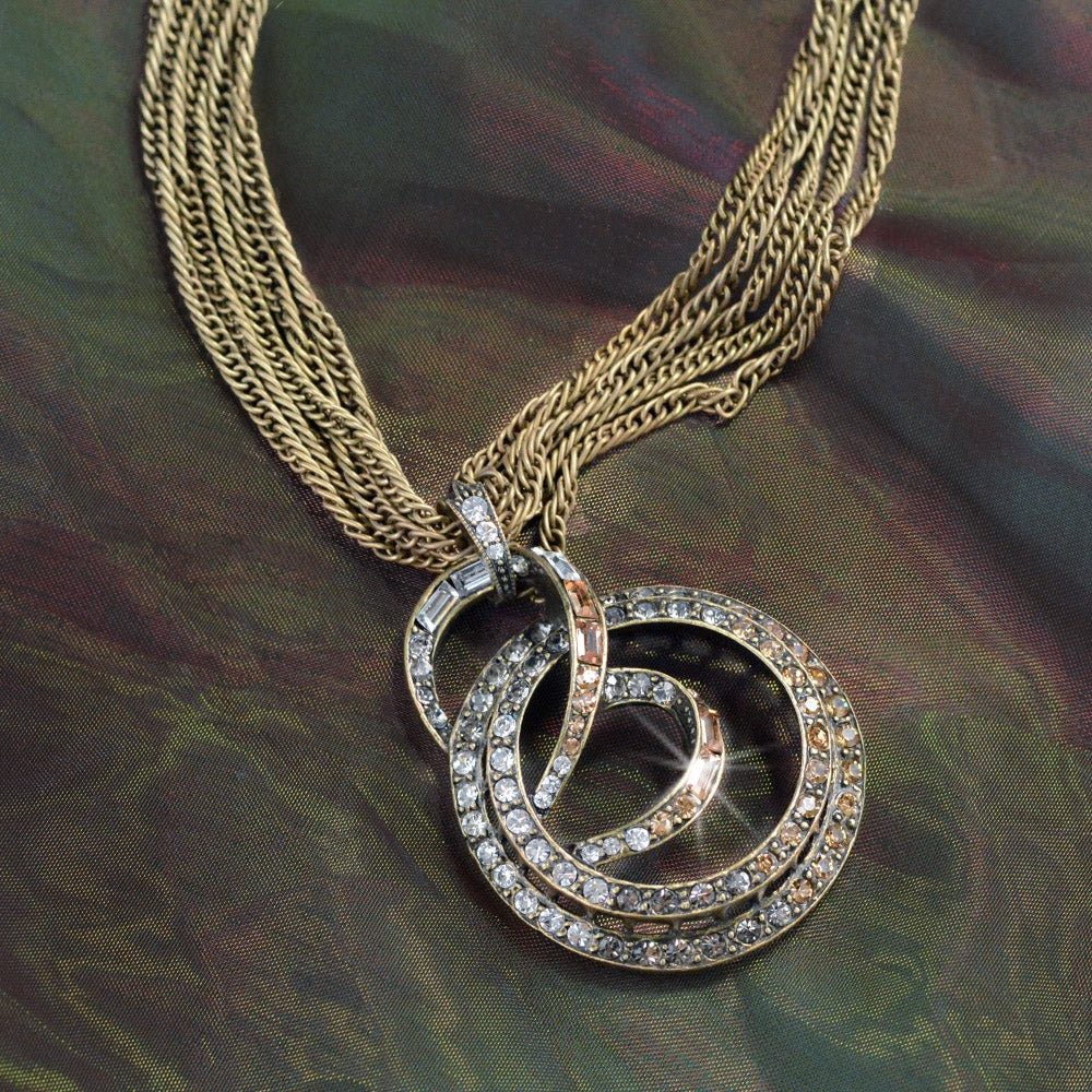 Geometric MidCentury Modern Crystal Spiral Necklace by Sweet 