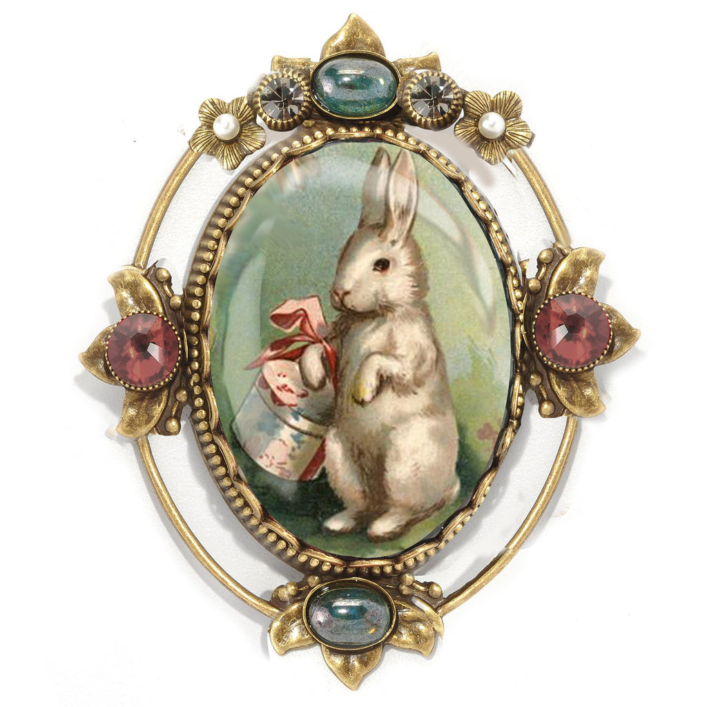 Vintage hotsell Handpainted Easter Rabbits Portrait Cameo Bunny Brooch Costume Jewelry