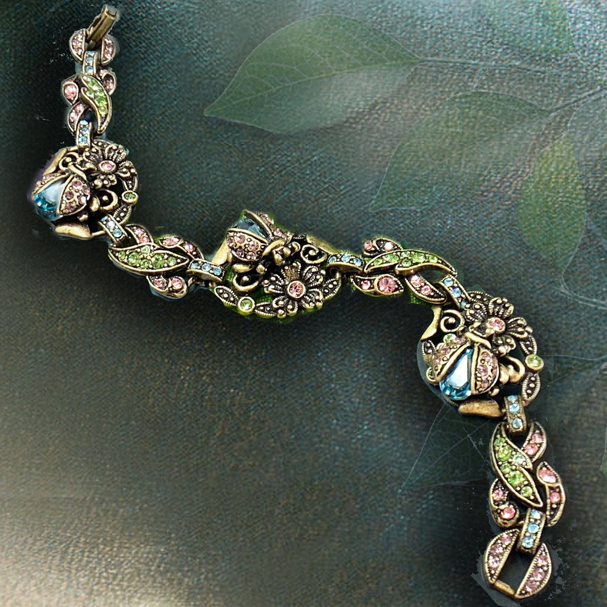 Ladybugs Link Bracelet in Pastel Crystal BR118