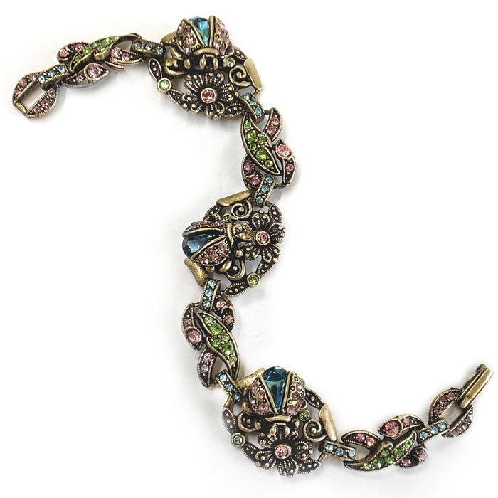 Ladybugs Link Bracelet in Pastel Crystal BR118