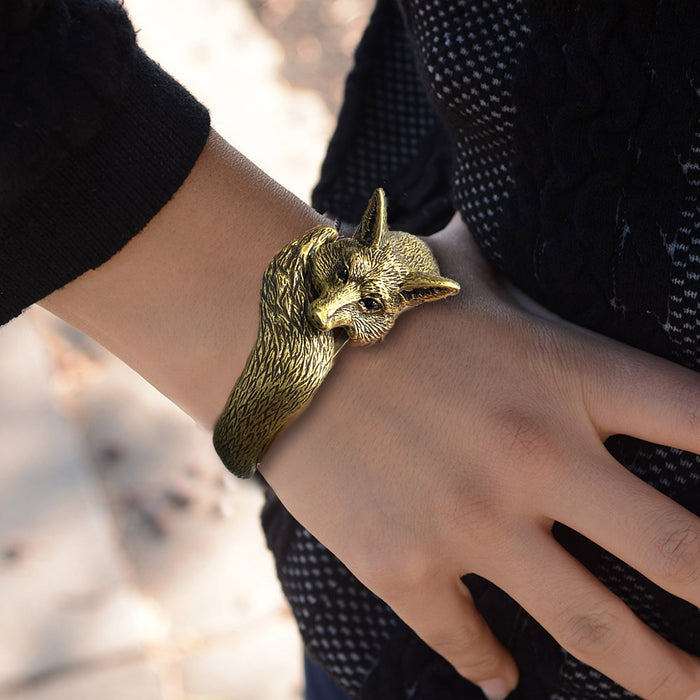 Sculptured Fox Cuff Bracelet BR405