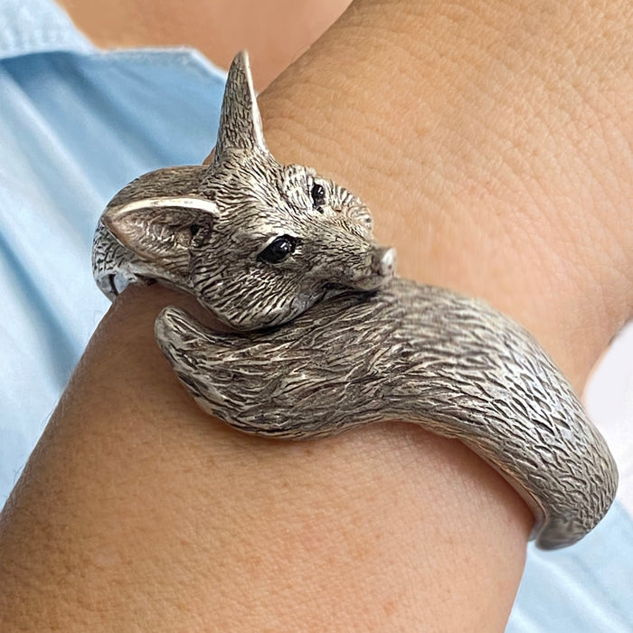 Sculptured Fox Cuff Bracelet BR405