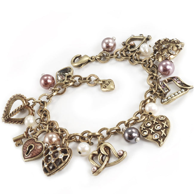 Hearts and Pearls Charm Bracelet BR915