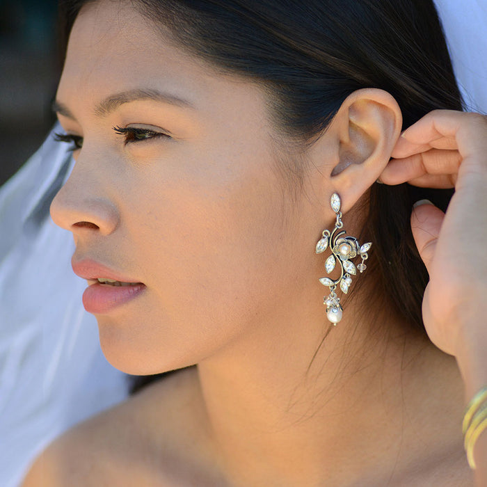 Crystal and Pearl Marquise Romance Earrings E1186-CR