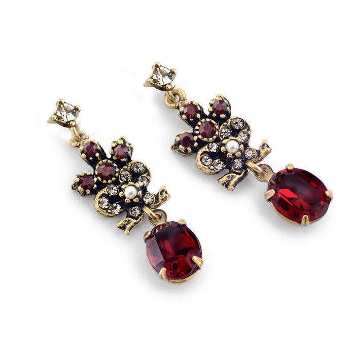 Victorian Garnet Sweetheart Necklace & Earring Set