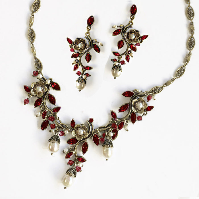 Garnet red romance necklace N1186-GA