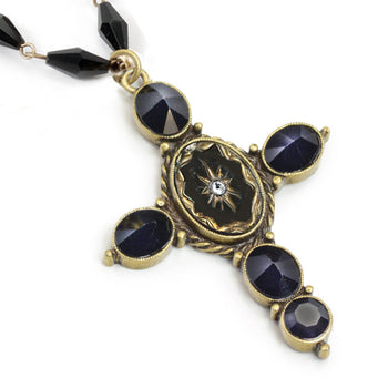 Victorian Black Cross Necklace N1570