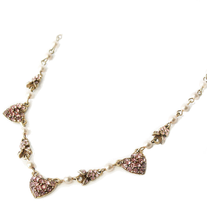 Dainty Crystal Hearts Necklace