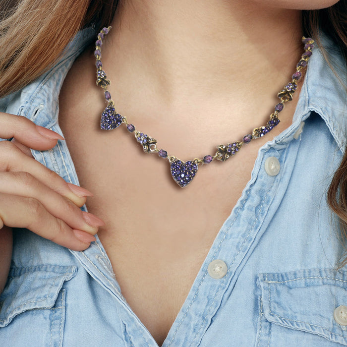 Dainty Crystal Hearts Necklace