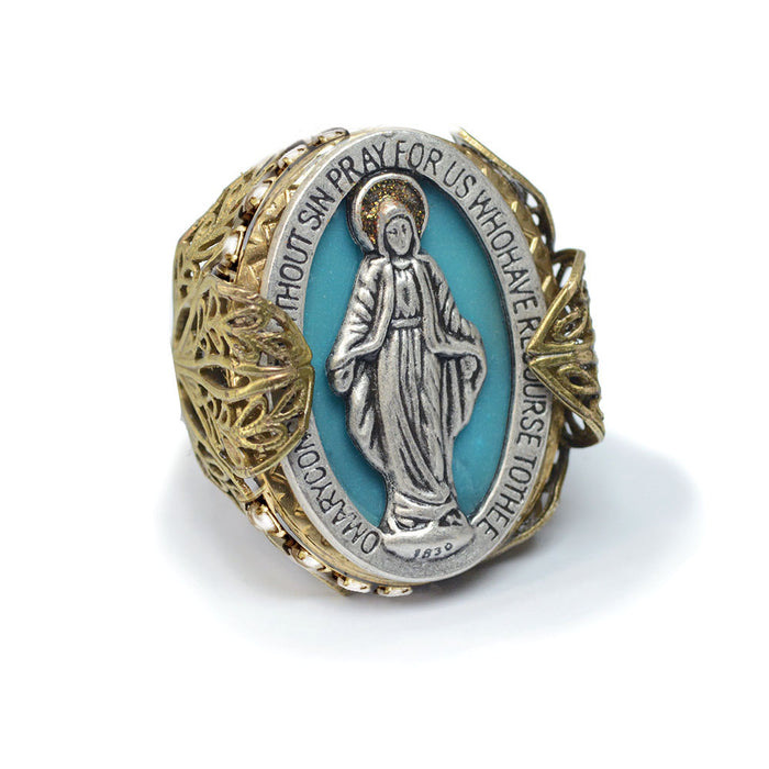 Queen of Miracles Our Lady Virgin Mary Madonna Ring R900