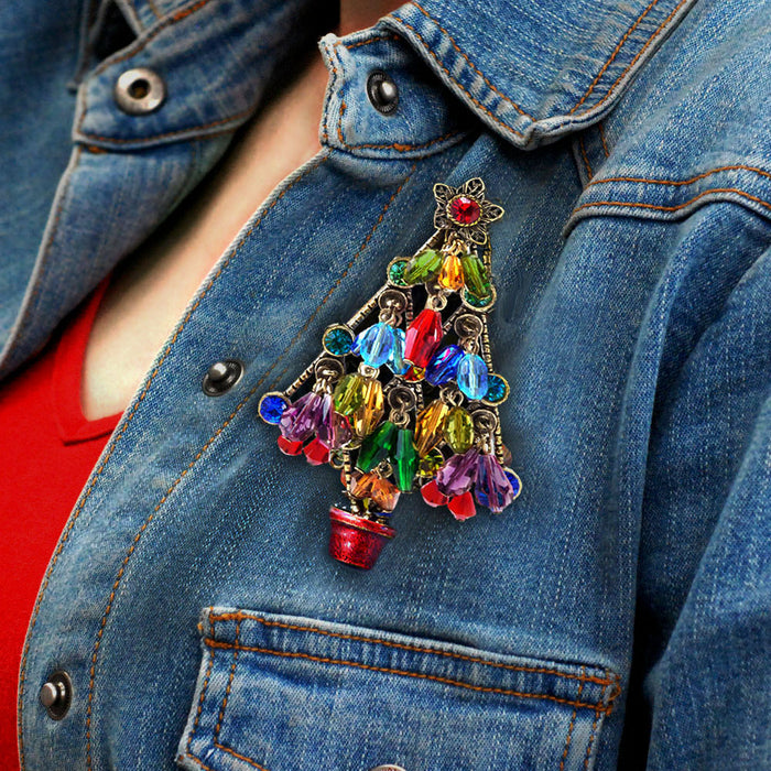 Crystal Beads Christmas Tree  Pin P188