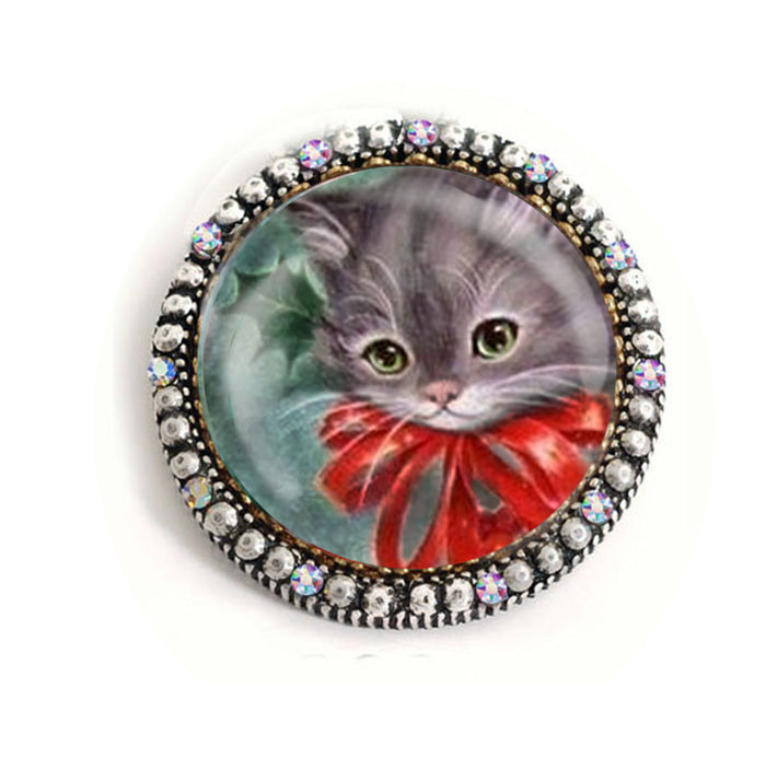 Retro Christmas Kitten Pin