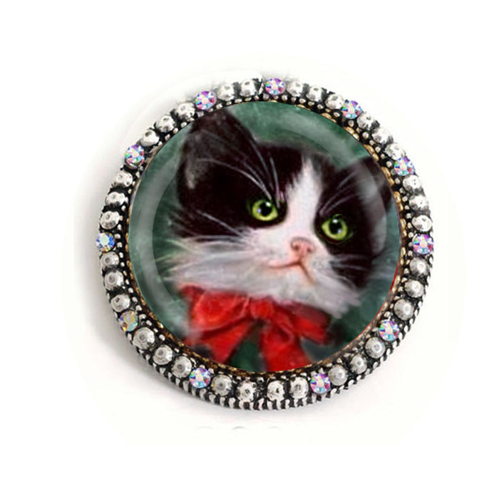 Retro Christmas Kitten Pin