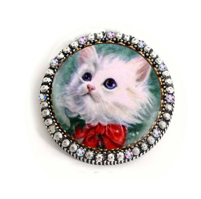 Retro Christmas Kitten Pin