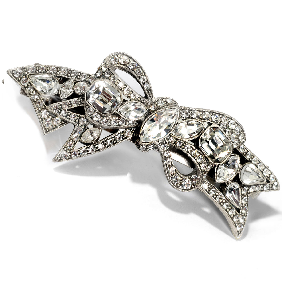 Art Deco Vintage Crystal Bow Barrette B861