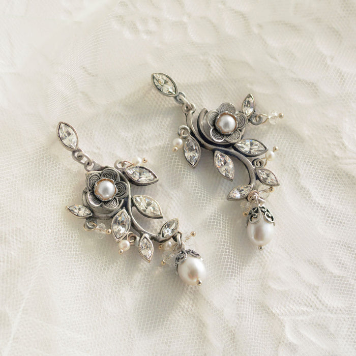 Crystal and Pearl Marquise Romance Earrings E1186-CR