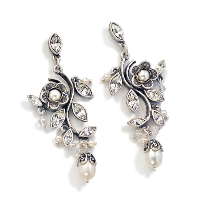 Crystal and Pearl Marquise Romance Earrings E1186-CR