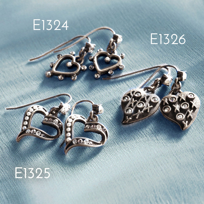 Crystal Outline Heart Earrings E1324