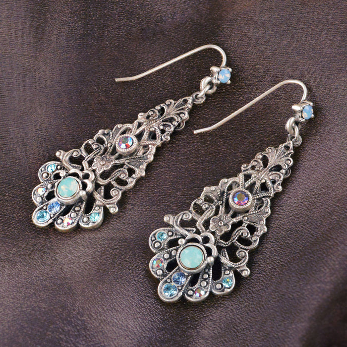 Ethereal Blue Cross Necklace and earrings N1465