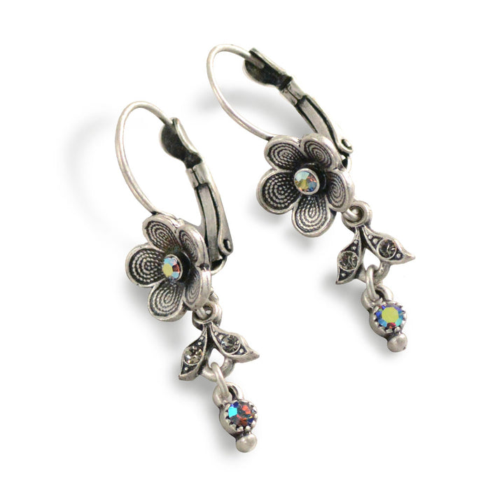 Silver Forget-me-not Flower Necklace and Earrings N347-R