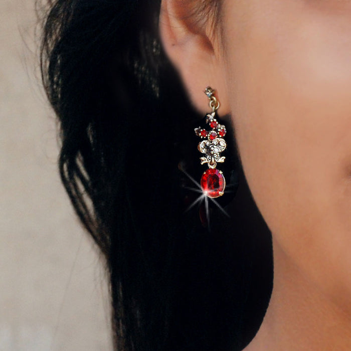 Victorian Garnet Sweetheart Necklace & Earring Set