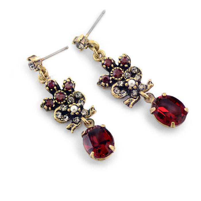 Victorian Garnet Sweetheart Necklace & Earring Set