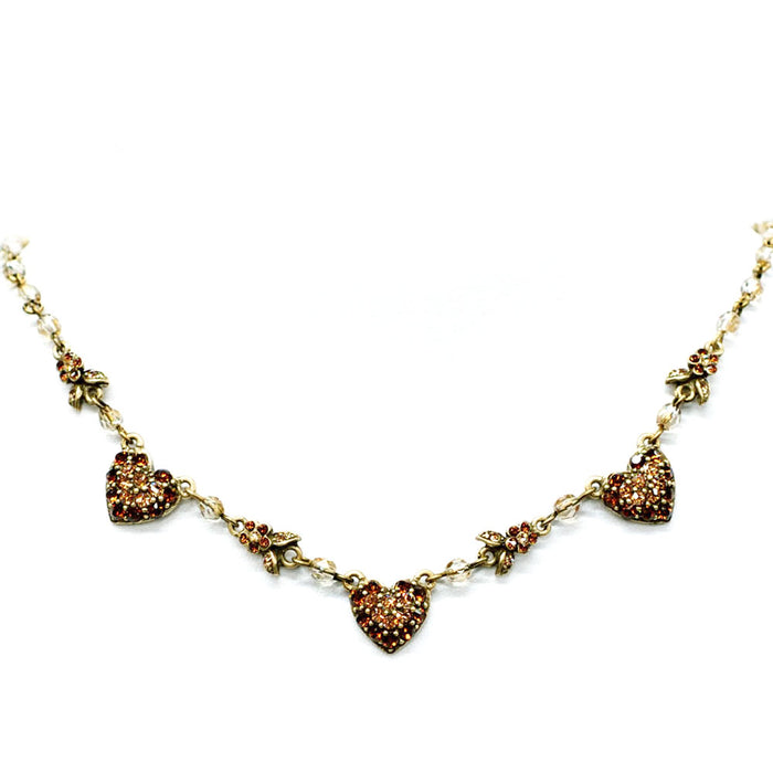 Dainty Crystal Hearts Necklace