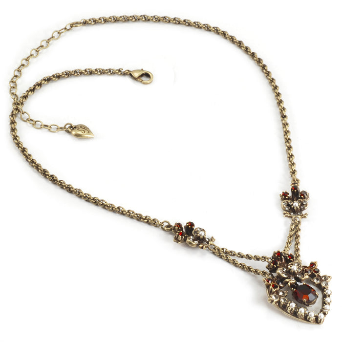 Victorian Garnet Sweetheart Necklace & Earring Set