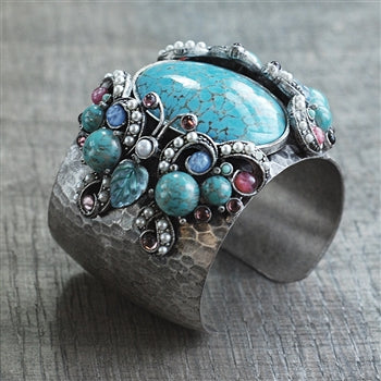 99g Blingy Multi-Gemstone Cuff Bracelet Converted from Link, One of a Kind  Colorful Jewelry