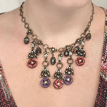 Plum & Purple Roses Necklace N201