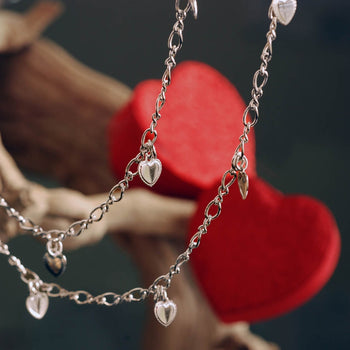 Heart Charm Figaro Layering Necklace N1315