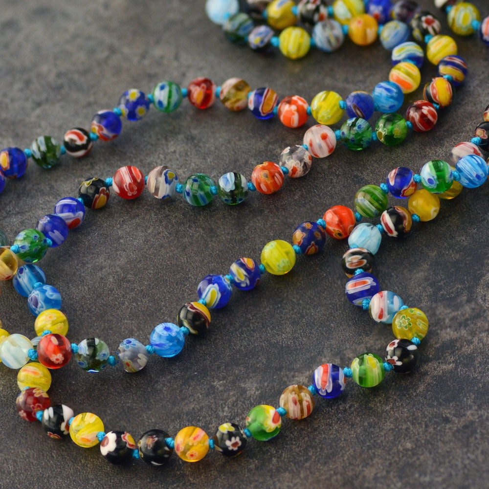 Colorful Beaded Necklace With Millefiori Glass 