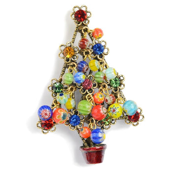 Millefiori Beads Tree Christmas Pin